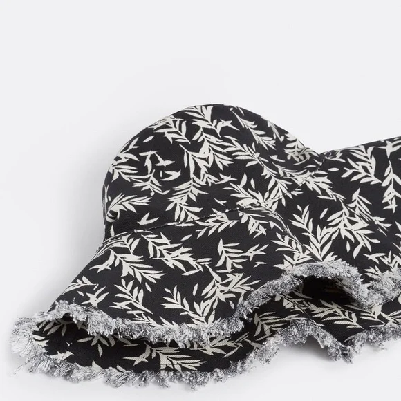 FRENCH CONNECTION | LEAF PRINT SUNHAT | Black & Ecru | NWT - Picture 3 of 12